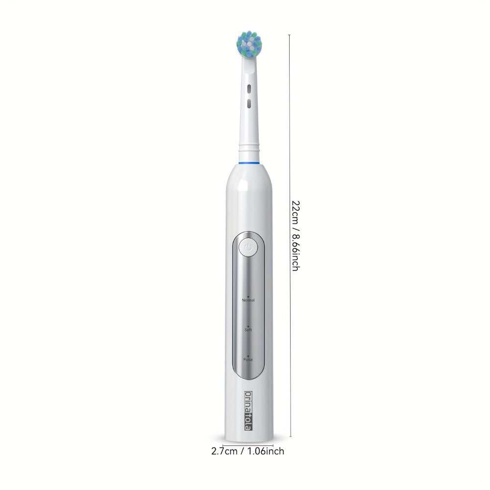 Electric Toothbrush with 3 Rotating Cleaning Modes – Induction Charging, 4 Replacement Brush Heads, Travel Case Included