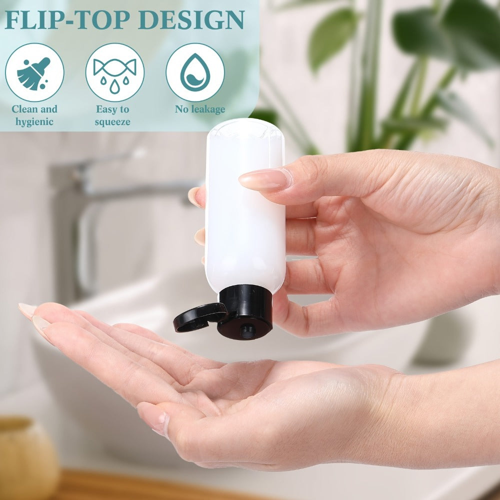 Squeeze Bottles 2oz Flip Cap 100 Pack Clear Plastic Refillable Travel Dispenser Containers BPA Free for Shampoo Lotion Conditioner Liquid