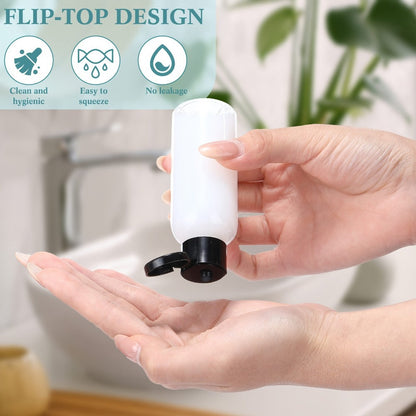 Squeeze Bottles 2oz Flip Cap 100 Pack Clear Plastic Refillable Travel Dispenser Containers BPA Free for Shampoo Lotion Conditioner Liquid