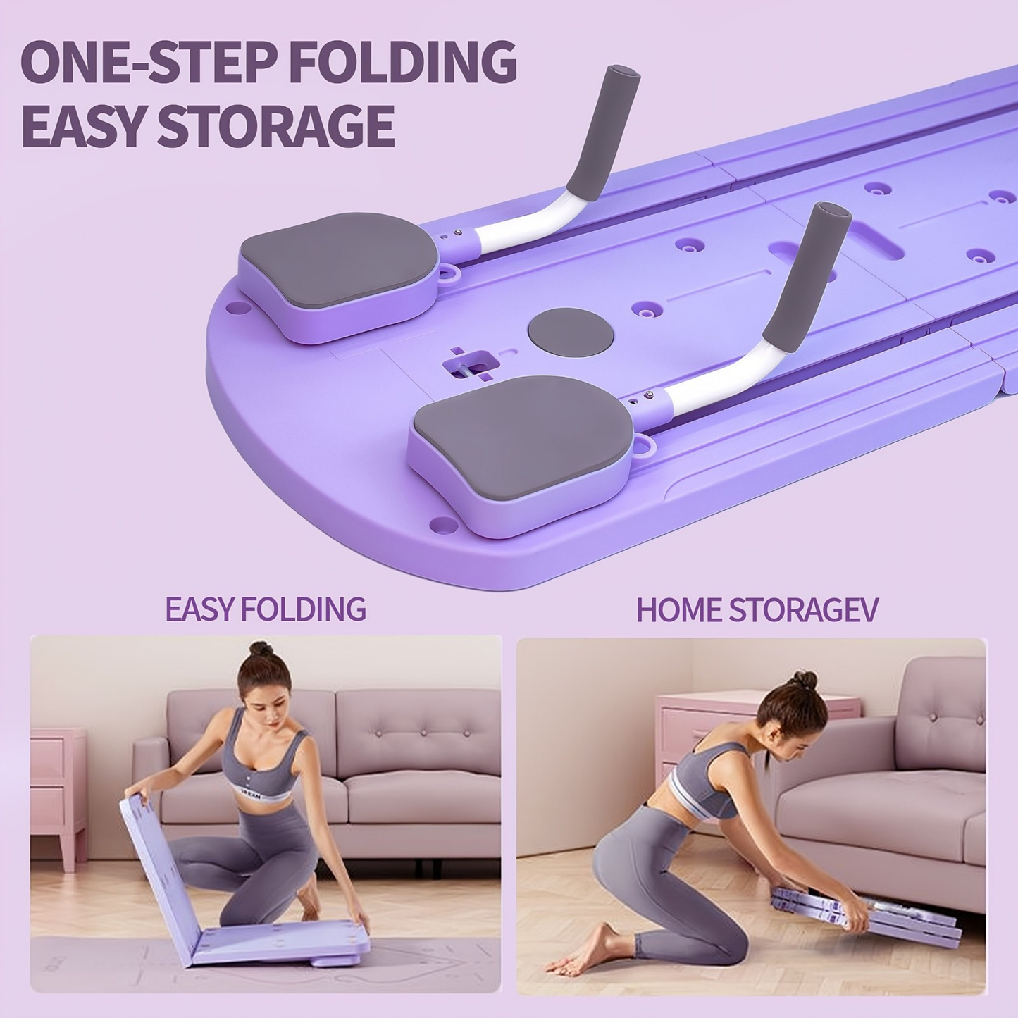 Foldable Pilates Board 8-in-1 with Resistance Bands – Anti-Slip Yoga Push-Up Board for Core Strength, Balance