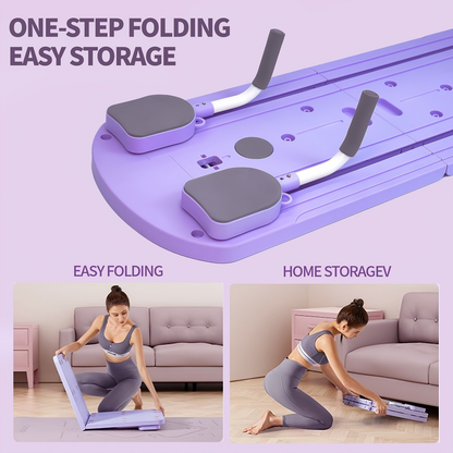 Foldable Pilates Board 8-in-1 with Resistance Bands – Anti-Slip Yoga Push-Up Board for Core Strength, Balance
