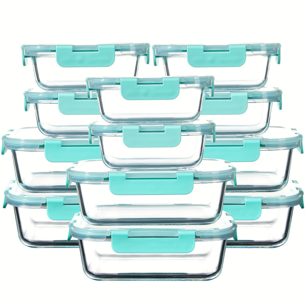 Glass Food Storage Containers with Airtight Lids – Borosilicate Glass Meal Prep Containers Set, Microwave Dishwasher Freezer Safe