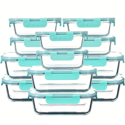 Glass Food Storage Containers with Airtight Lids – Borosilicate Glass Meal Prep Containers Set, Microwave Dishwasher Freezer Safe