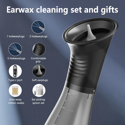Electric Ear Wax Removal Kit with One-Piece Waste Tank – Water Temperature Sensor, 2000mAh Battery, LED Power Display