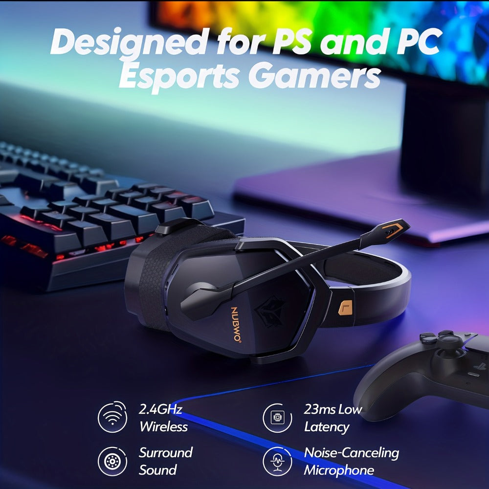 2.4GHz Wireless Gaming Earphones NUBWO G06, 7.1 Surround Sound, 23ms Ultra-Low Latency, 100H Battery