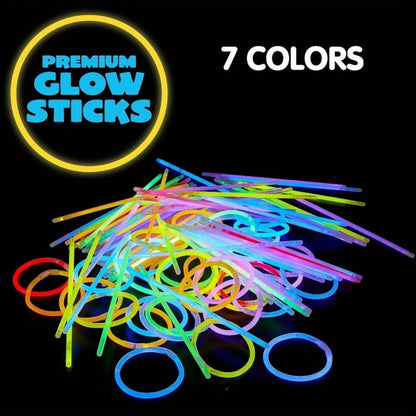Glow Sticks Bulk 300 Pack 8 Inch Glow in the Dark Party Favors with Bracelet Connectors for Parties, Celebrations and Guest Favors