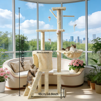 Cat Tree Tower for Indoor Cats Large Multi-Tier with Sisal Scratching Posts, Plush Perches, Hammock, Condo Cave & Hanging Toys