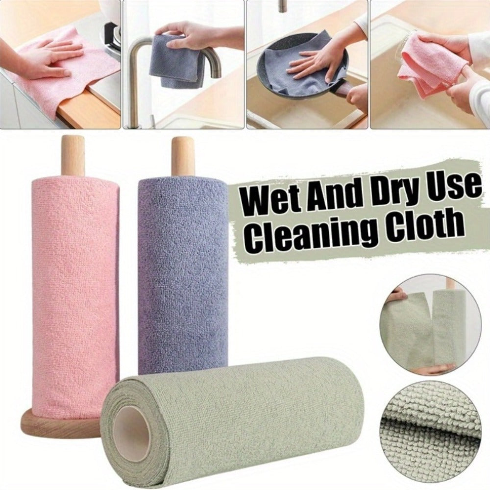 Reusable Microfiber Cleaning Towels 30-Pack, Kitchen Dish Cloth Roll, Absorbent Hand-Torn Disposable Napkins