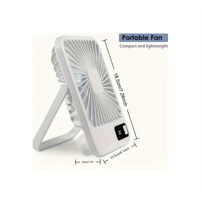 Mini Desktop Fan Square Design, Ultra-Quiet 5-Speed USB Rechargeable 1800mAh Portable Cooling Fan for Home
