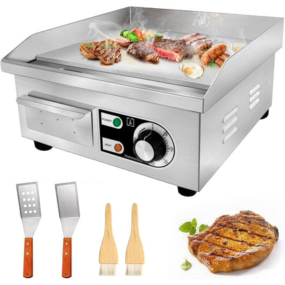 Electric Flat Top Grill 14"/22", Commercial Teppanyaki Griddle, Non-Stick Cast Iron Cooking Surface