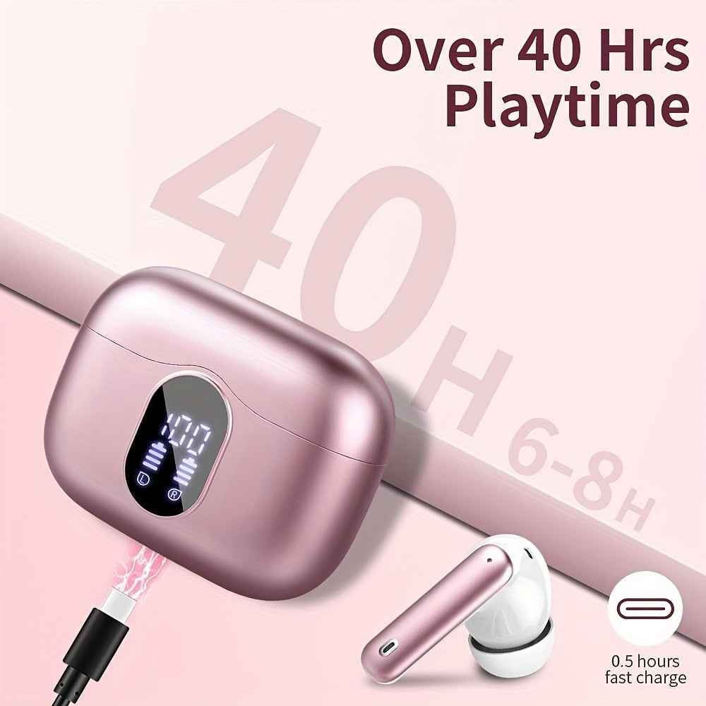 Wireless Earbuds Bluetooth 5.3 with Call Noise Reduction Mic, LED Display Case and Eight Color Options