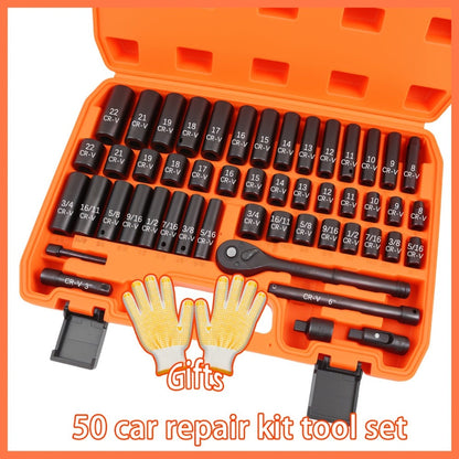 Ratchet Socket Wrench Set 50 & 55-Piece – Professional Boxed Tool Kit for Auto, Bicycle & Machinery Maintenance Racing-Grade Parts