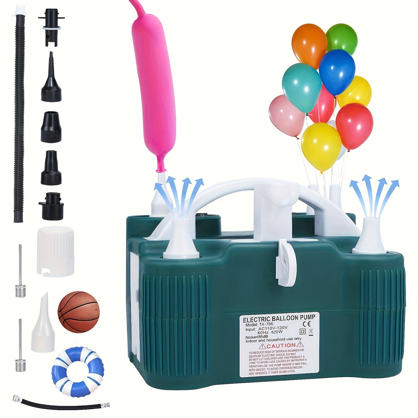 Electric Balloon Pump 3-in-1 Triple Inflating Ports | Fast Air Inflator Deflator for Latex Foil 260Q Balloons Swimming Rings Air Mattress |