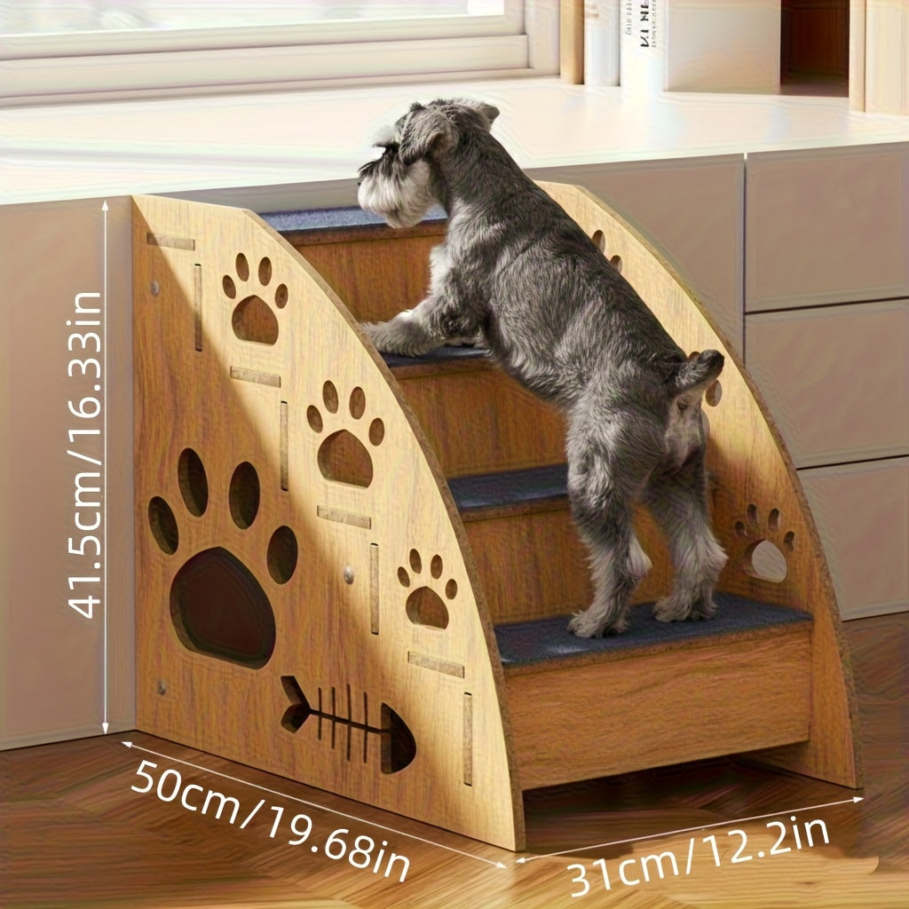 Dog Stairs for Bed & Couch Non-Slip – 3 to 5 Step Pet Steps with Safety Rails, Ramp Design for Small Medium Dogs, Cats & Senior Pets