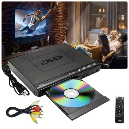 1080P Full Region DVD Player for Elderly, HD AV Output USB Direct Read Smart Error Correction, Easy Home DVD Player with Remote Control