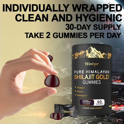 Pure Himalayan Shilajit Gummies with KSM-66 Ashwagandha, Ginseng & Gokshura, 85+ Trace Minerals, 75% Fulvic Acid