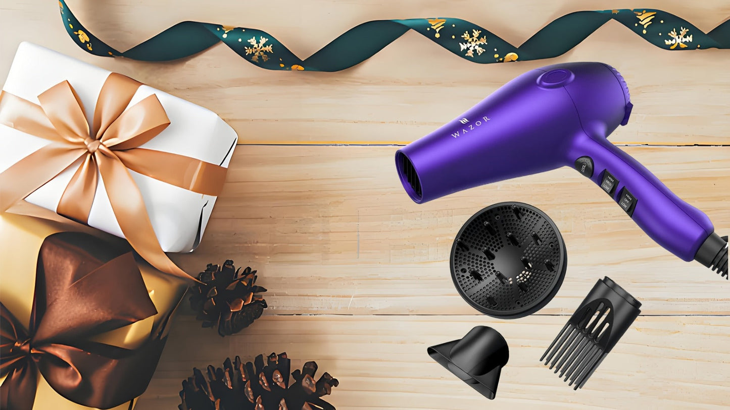 1875W Ionic Hair Dryer with Diffuser Concentrator Comb Nozzle – Professional Blow Dryer DC Motor 3 Heat 2 Speed Cool Shot Anti-Frizz Salon
