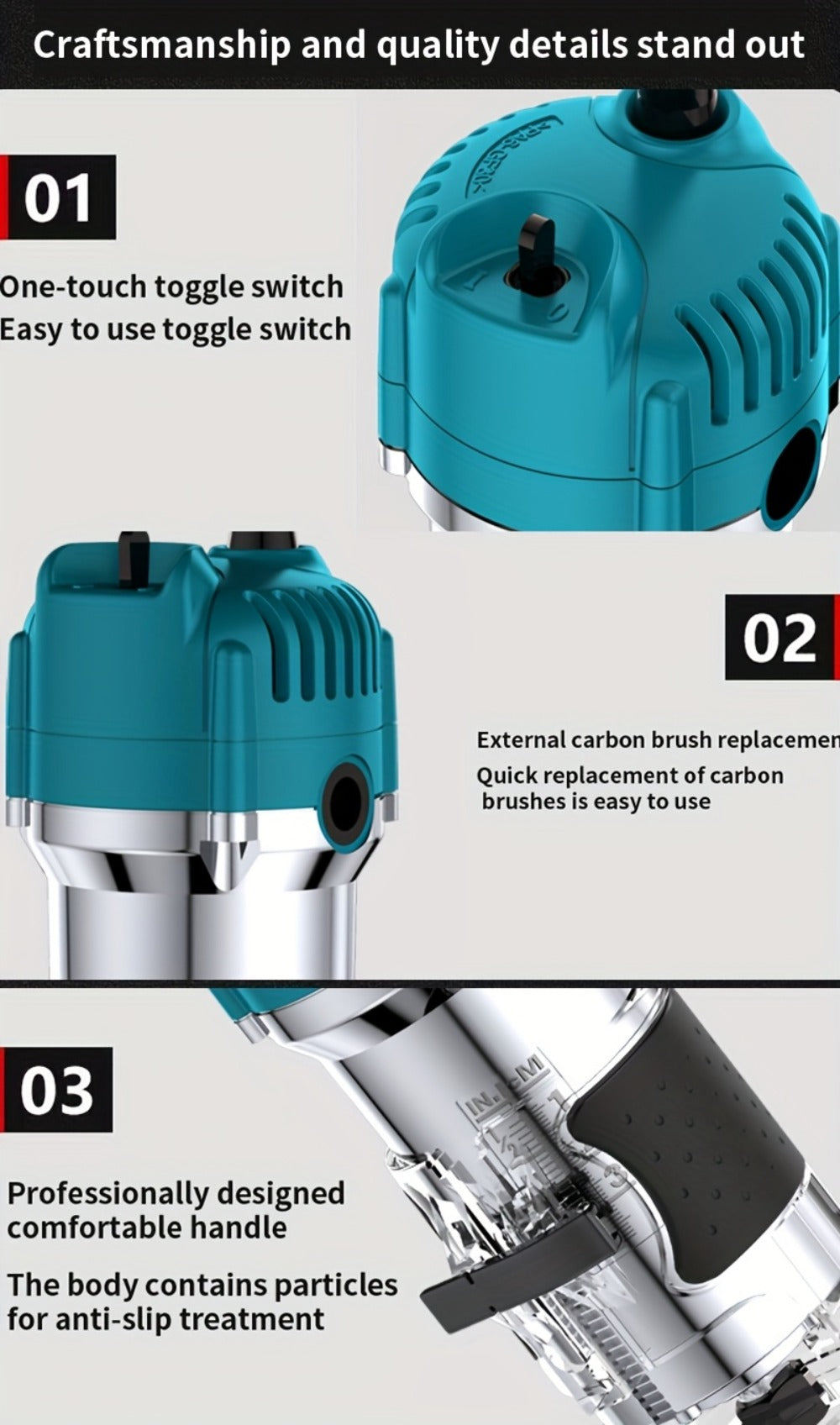 Power Tools Shi Tu Electric Wood Router and Edge Trimmer with Adjustable Speed and Accessory Bundle Options