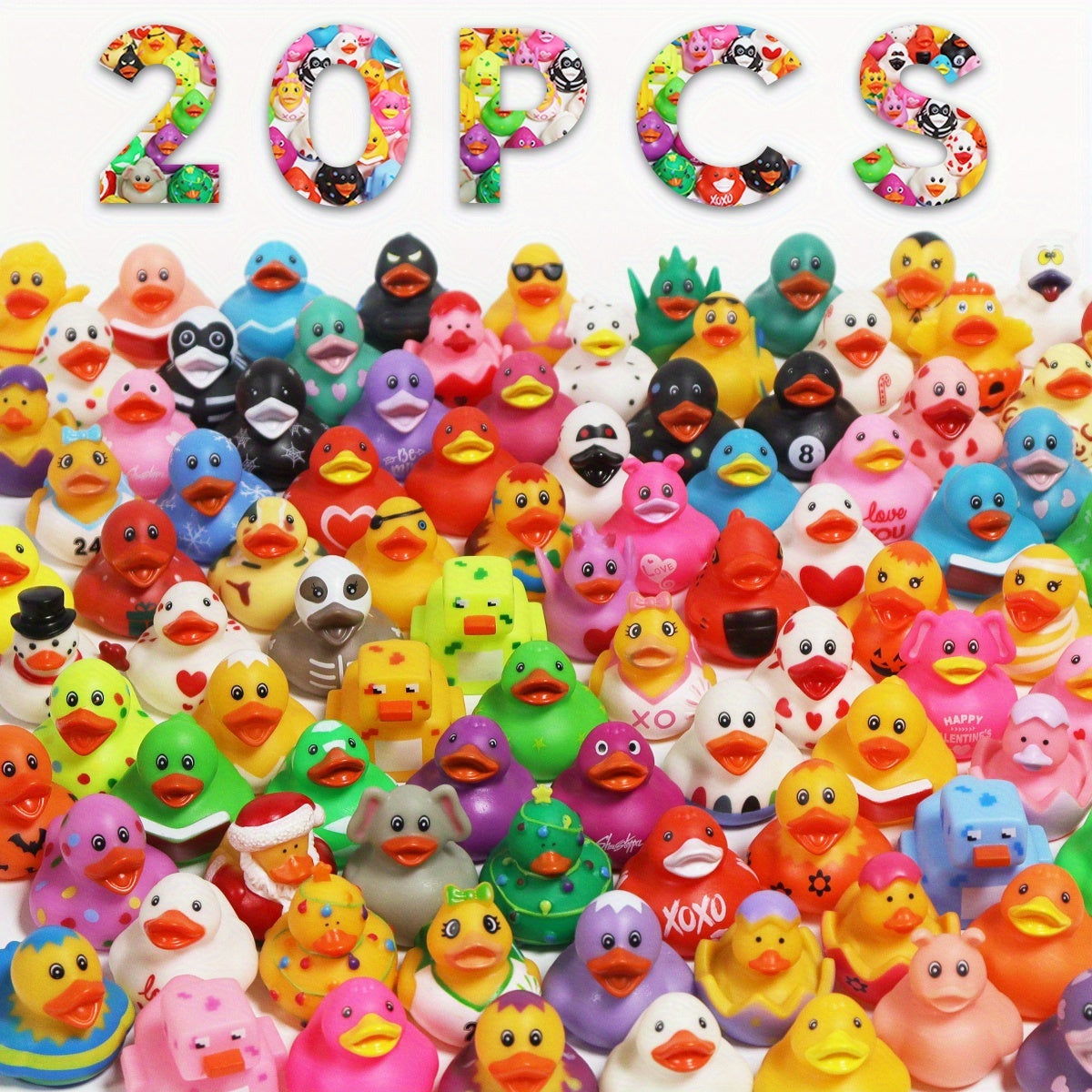 Mini Rubber Ducks Bulk Set, 2" Floating Bath Toy Variety for Kids, Cute Assorted Ducks for Bath Time