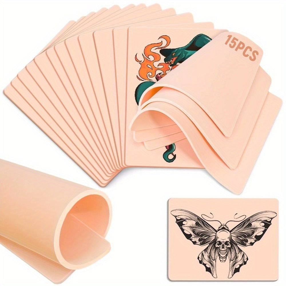 Tattoo Practice Skin Kit, Double-Sided Silicone Training Skin with Transfer Papers for Microneedling
