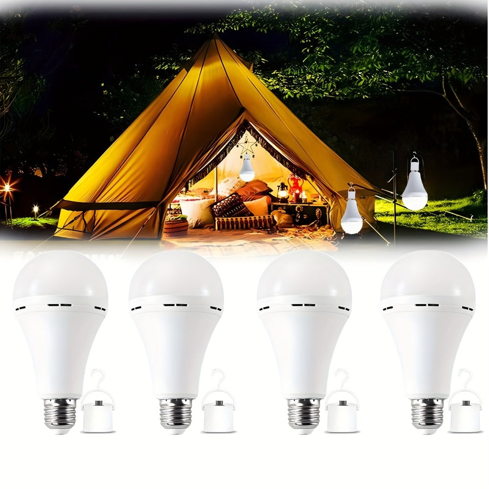 Rechargeable Emergency LED Light Bulb 12W 6500K 2000mAh with Polished Metal Finish for Home, Desk and Accent Lighting