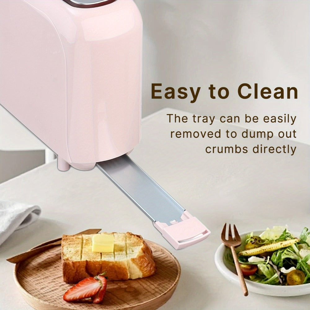 2 Slice Slim Toaster with 6 Shade Settings, Cancel Reheat Defrost Functions, Removable Crumb Tray – Compact 750W Bread Toaster for Kitchen