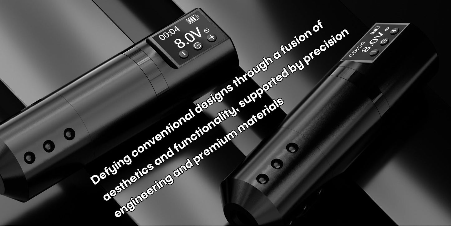 Wireless Tattoo Machine Kit Complete - POSEIDON V5 Rotary Pen with LCD Screen 1500mAh for Temporary Body Art, Festivals and Costumes