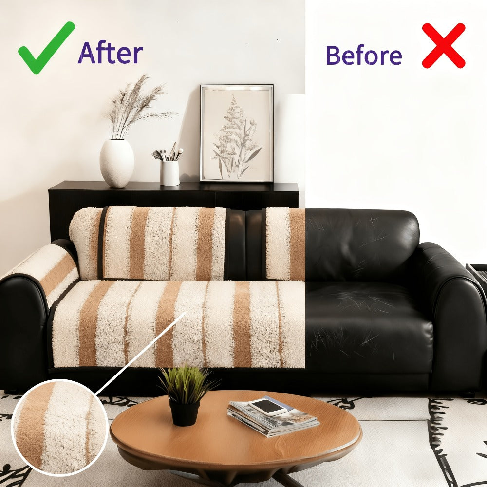Sofa Cover Plush Sectional Couch Slipcover Durable Furniture Protector for Pets Cats Dogs for Entryways, Bedrooms and Living Spaces