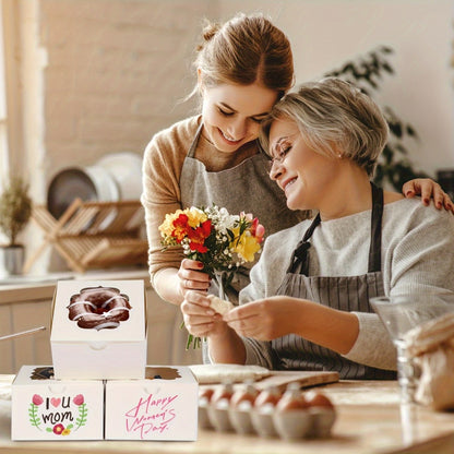 Bakery Boxes with Window 150 Pack White 4x4x2.5 Inch 3 Styles Treat Boxes for Cake Macarons Donuts Dessert Party Favor Wedding Gift