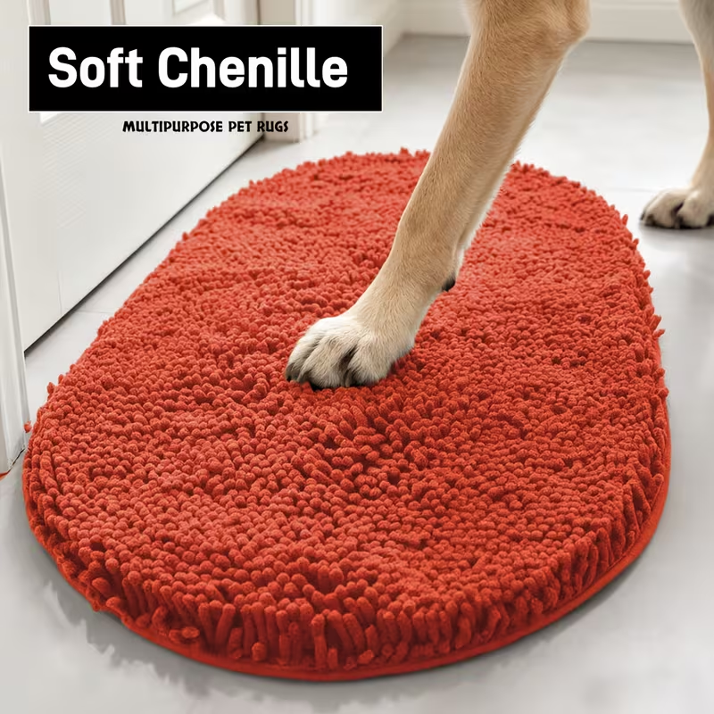 Chenille Dog Door Mat Super Muddy Paws Pet Rug Gingham Entryway Mat Indoor Outdoor Multiple Sizes & Colors