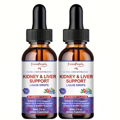 Milk Thistle Liver & Kidney Support Liquid Supplement 27-in-1 Vegan Herbal Formula, Alcohol-Free Fast-Absorbing Detox