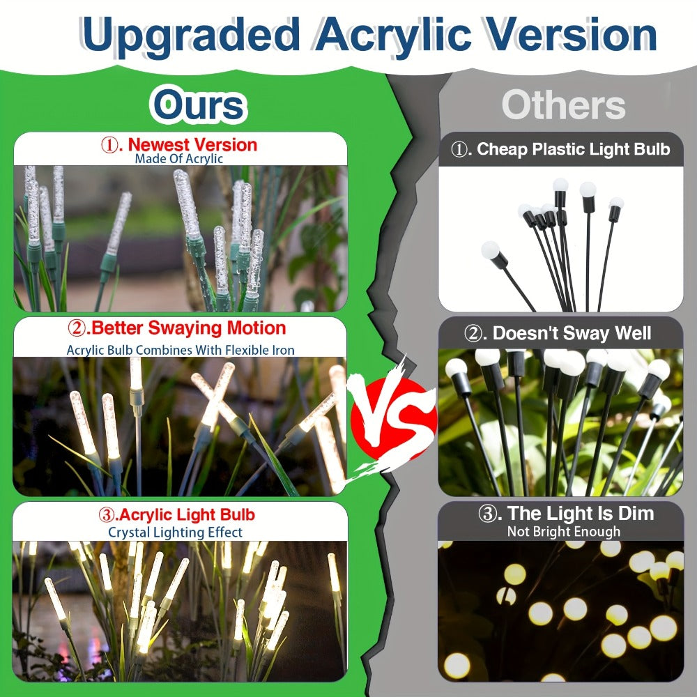 Solar Bubble Pathway Lights Outdoor 4 Pack, Acrylic Reed Stake Lights Dusk to Dawn, White Solar Powered LED for Garden