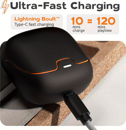 Low Latency Game Mode TWS Wireless Earbuds Bluetooth 5.4, Long Range Noise Cancelling Mic Fast Charging Wireless Charging Case