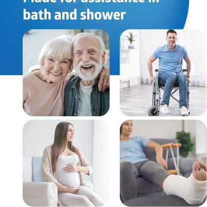 Height-Adjustable Shower Chair with Backrest, Padded Armrests, Drainage Seat and Four Rubber Feet