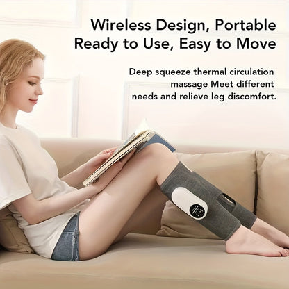 Compression Leg Massager Rechargeable - 2000mAh USB Portable Calf Thigh Knee Massager with 3 Intensity Levels for Home or Salon Spa Use