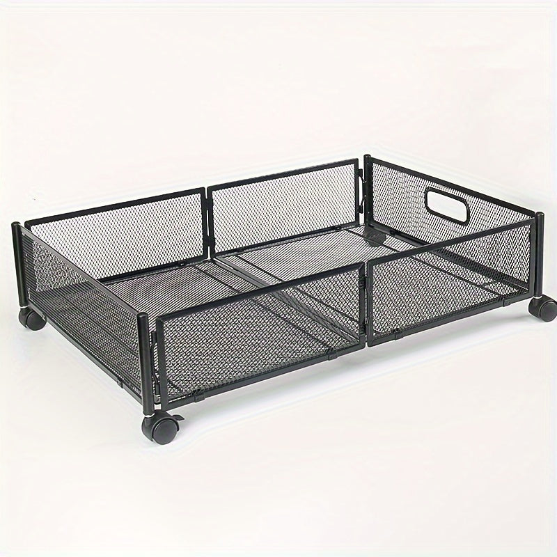 Low-Profile Metal Under-Bed Storage Cart with Four Swivel Wheels, Side Handles and 23.6-Inch Frame