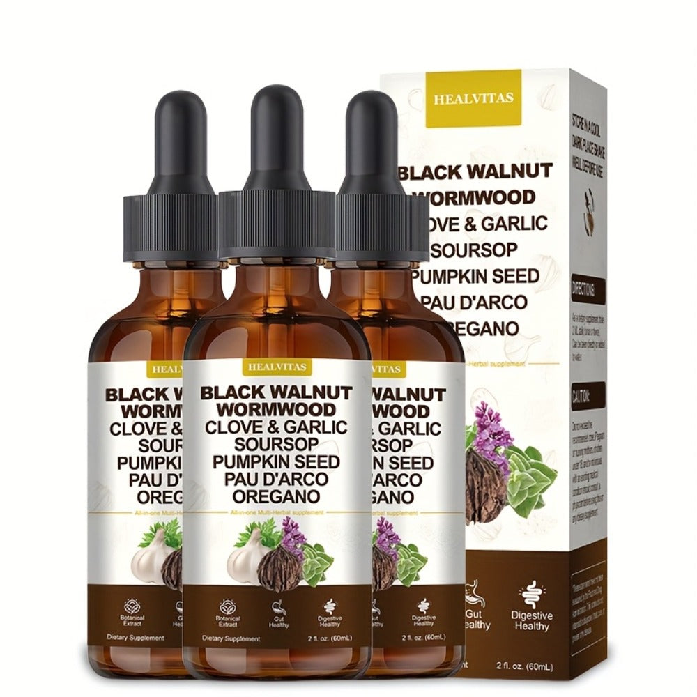 Gut Cleanse Herbal Tincture with Black Walnut Wormwood Berberine Soursop Oregano Garlic for Bath Time, Home Spa and Personal Care