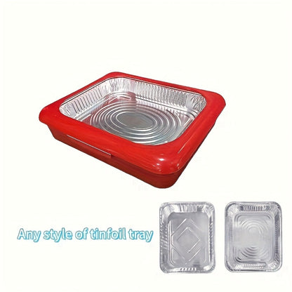 Aluminum Foil Tray with Lid - 2-in-1 Stackable BBQ Salad Serving Container for Picnic Party Kitchen