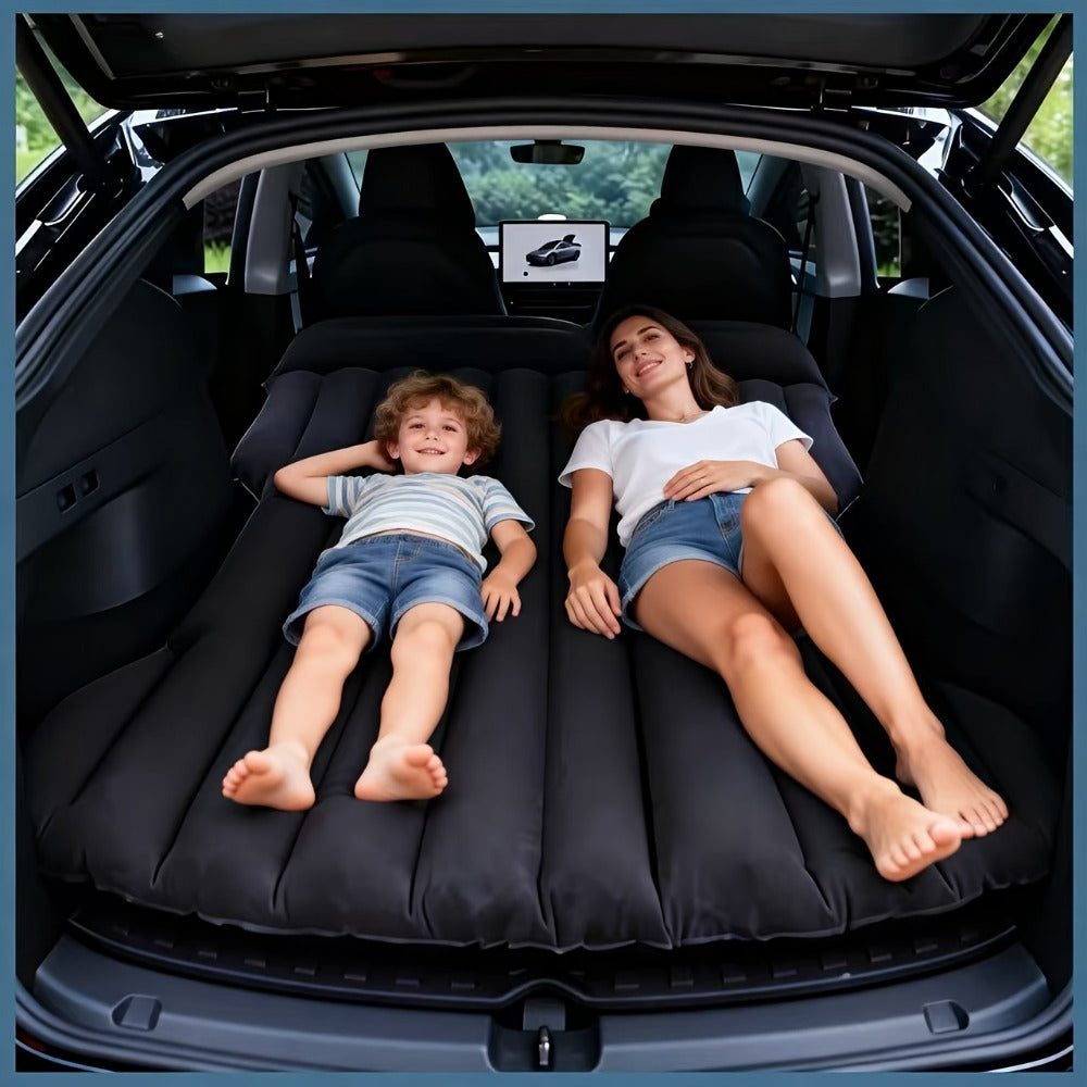 Inflatable Car Bed SUV Air Mattress – Flocked RV Camping Mattress 75"x51" with Storage Bag & Repair Kit | Black, Gray, Beige, Brown