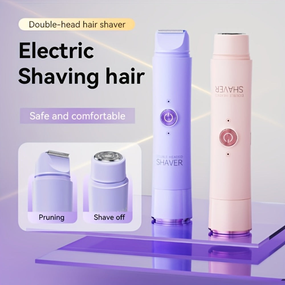 Electric Epilator for Women Double Head USB Rechargeable Hair Removal Shaver Bikini Trimmer Body Private Area Grooming Device