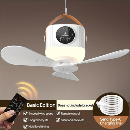 Portable Fan USB-Powered Hanging Tent Model with Remote Control, LED Light and Optional Triangular Stand