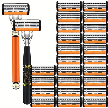 Double Edge Safety Razor Set for Men with 2 Handles & Stainless Steel Replacement Blades – Barber-Quality Close Shave Manual Shaving Kit