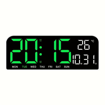 Large LED Wall and Desk Clock with Nine Display Checkouts, Calendar, Temperature and Humidity Readouts