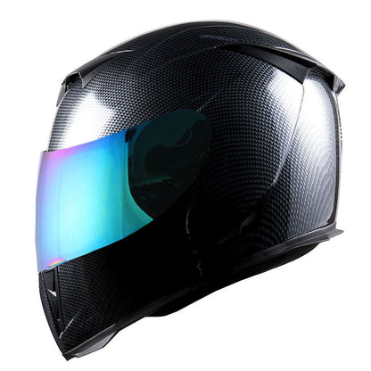 Motorcycle Helmet Full-Face Shell with Tinted and Spare Clear Shields, Quick-Release Buckle, Nine Styles and S-XL Sizes