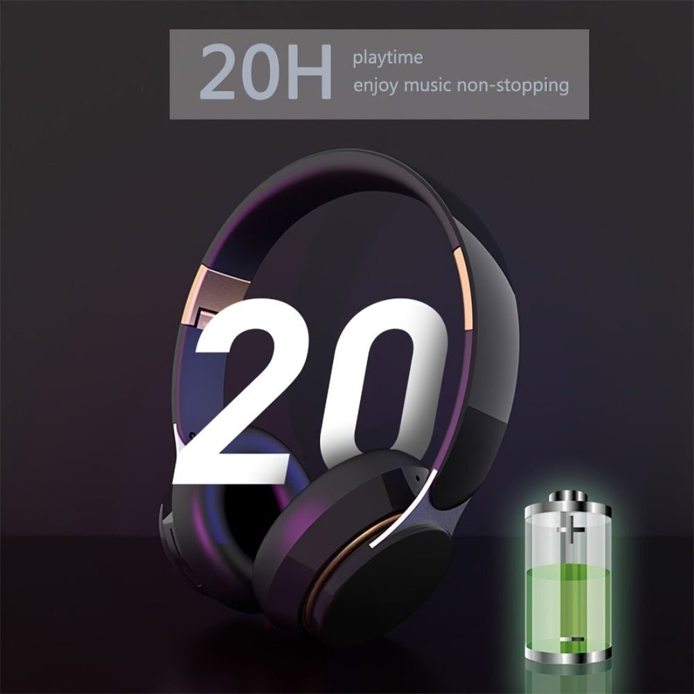Foldable Wireless Over-Ear Headphones with FM Radio, TF Card Playback, 3.5mm AUX, Microphone and Six Colors