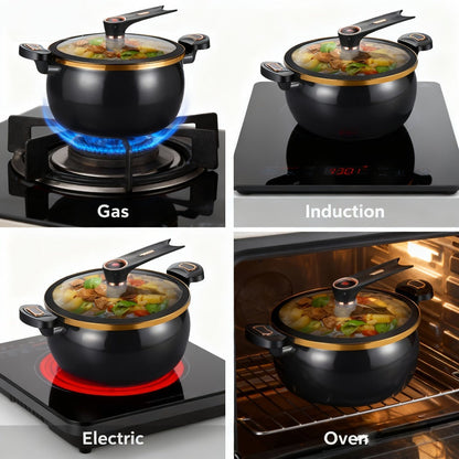 Nonstick Soup Pot Large Capacity 1.85 Gallon Twist Lock Handle Cooking Pot for Gas Stove Induction Cooker Open Flame Multifunctional Stew