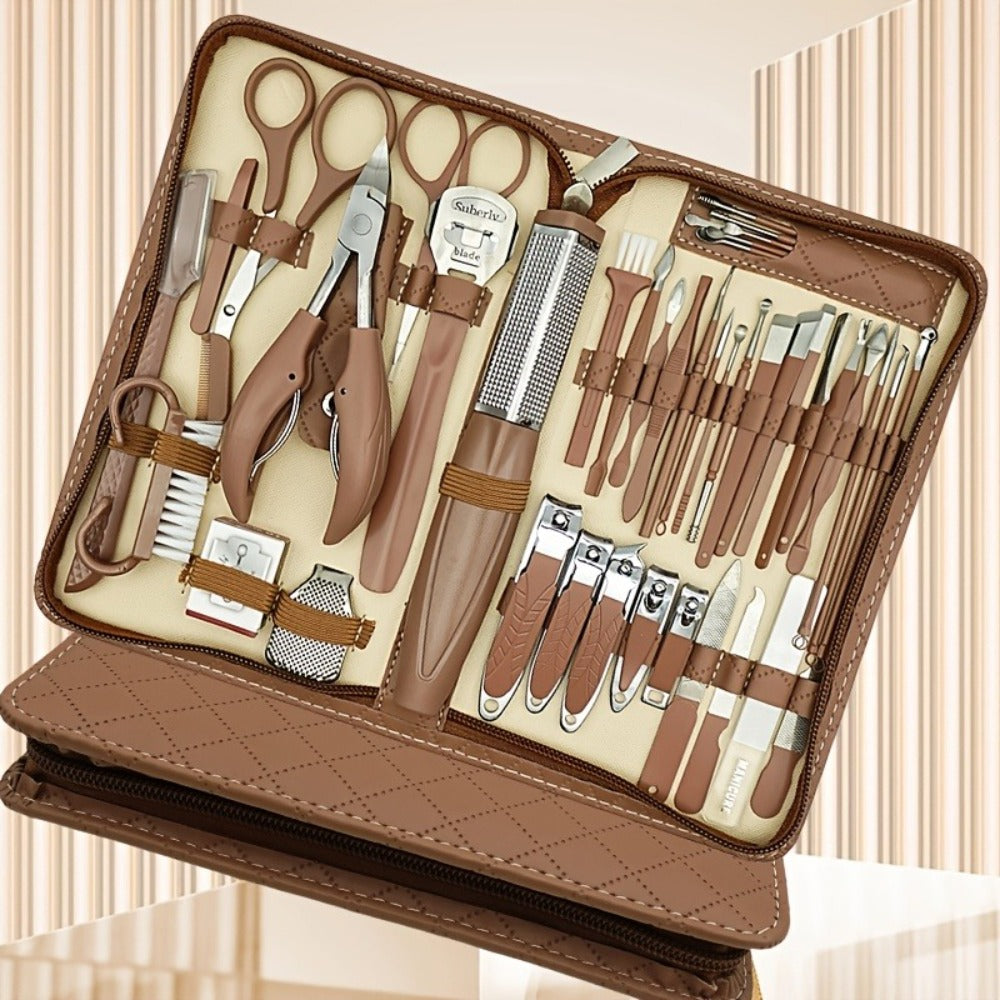 Professional Manicure Pedicure Kit 42 Piece Stainless Steel Nail Set with Portable Travel Case – Nail Scissors Cuticle Nipper Ingrown