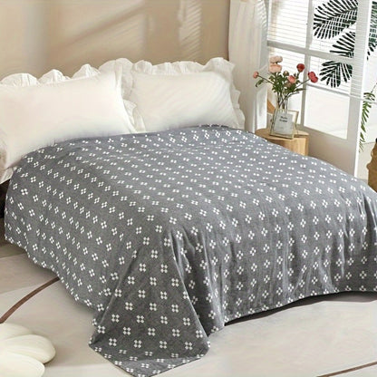 Jacquard Cotton Blanket, Geometric Cross Pattern Pure Cotton Throw, Breathable All Season, 4 Colors