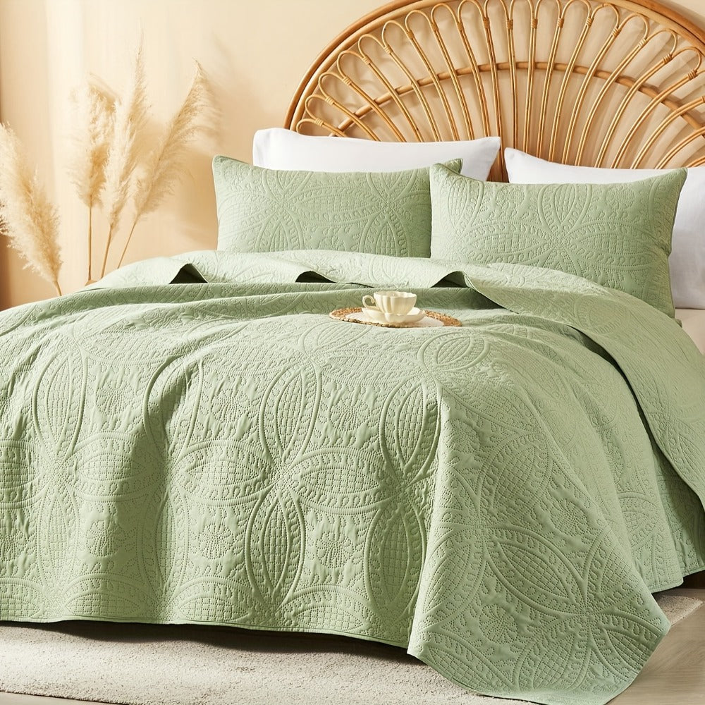 Quilt Set 2-3pcs – Lightweight Microfiber Bedspread Coin Pattern Coverlet All Seasons Twin Full Queen King Cal King