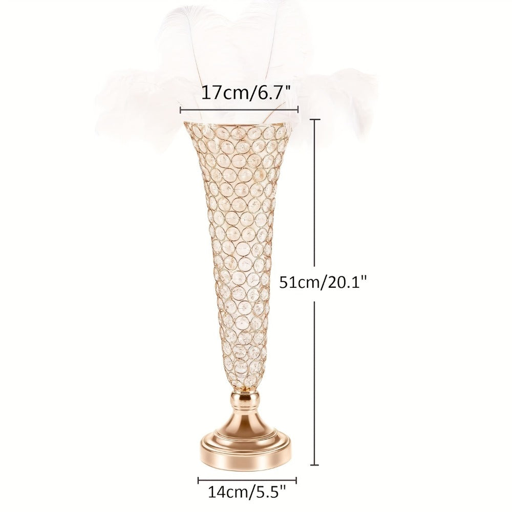 Crystal Trumpet Flower Vase Centerpieces for Wedding Table – Bling Wrought Crystal Vases for Party, Anniversary, Birthday